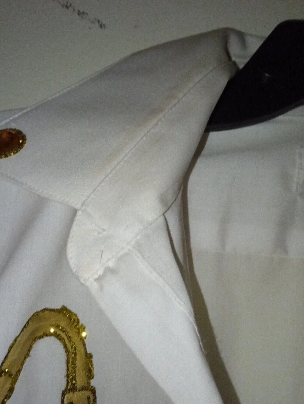 Hand-Painted White Men’s Ladies Button-Up Shirt with Musical & Mardi Gras Motifs